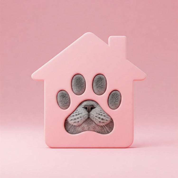 cat paw with cat peaking through on a homepage symbol