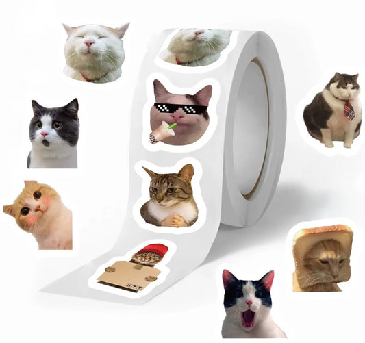 PurrLux 500 Funny Cat Meme Stickers Roll