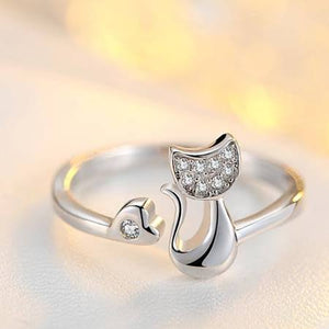 Solid 925 Silver Open Cat Ring