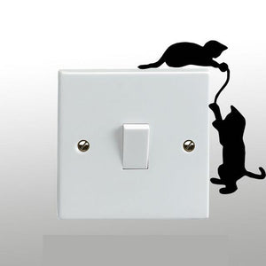 Vinyl Sticker - Cats Playing On A Light Switch