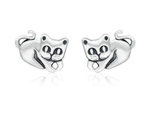 925 Sterling Silver Cute Cat Stud Earrings