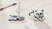 925 Sterling Silver Cute Cat Stud Earrings