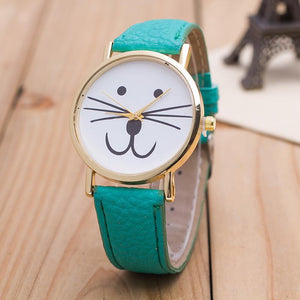 Cat face Leather Watch