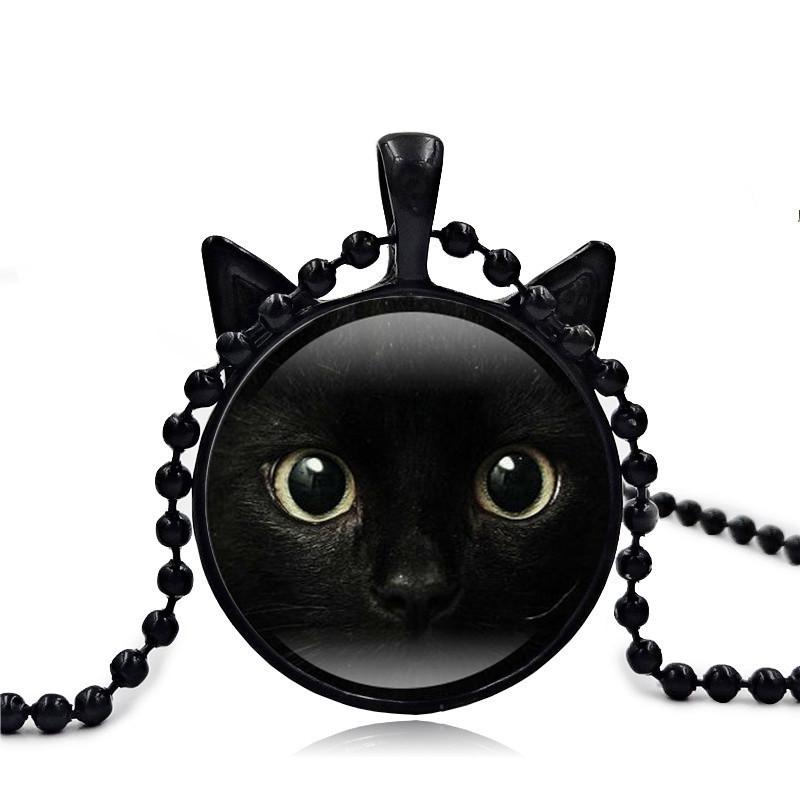 Black Cat Art Pendant Necklace