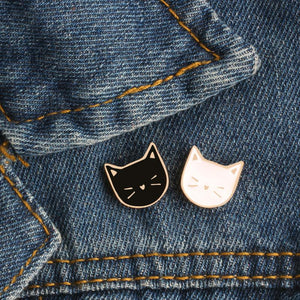 Black Cat Pin with FREE White Cat Pin (x2 Pieces)